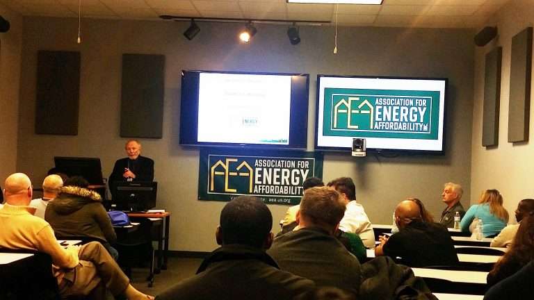David Hepinstall speaking at the NYC Weatherization Assistance Program forum at AEA’s Bronx training center