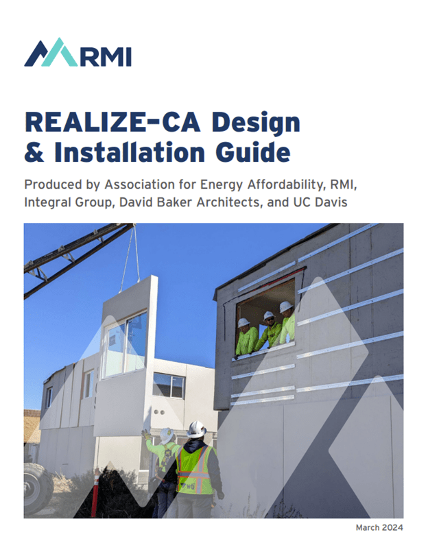 REALIZE-CA Design and Installation Guide cover showing prefabricated building panel installation