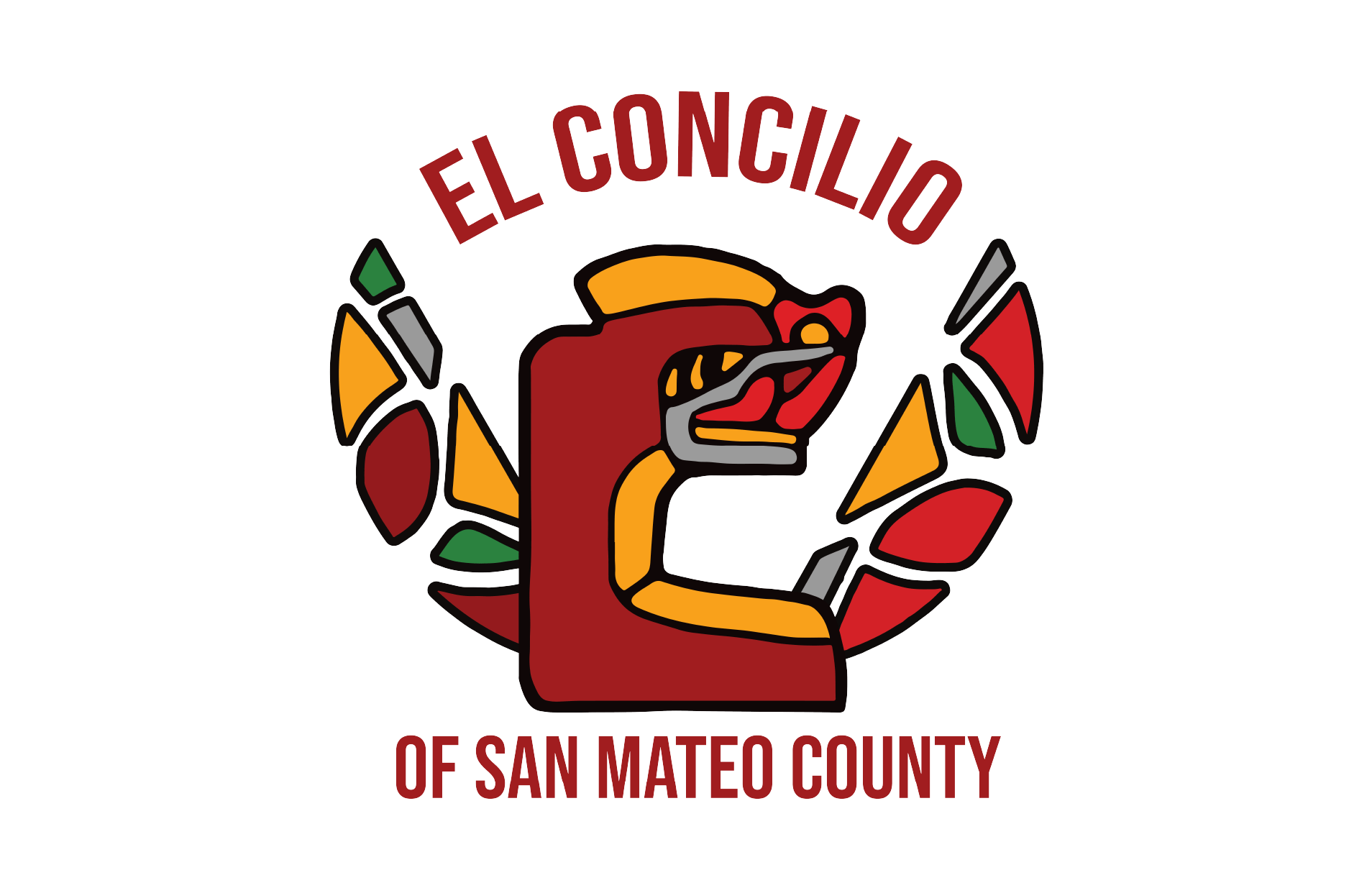 El Concilio of San Mateo County logo with stylized bird emblem and multicolored circular design