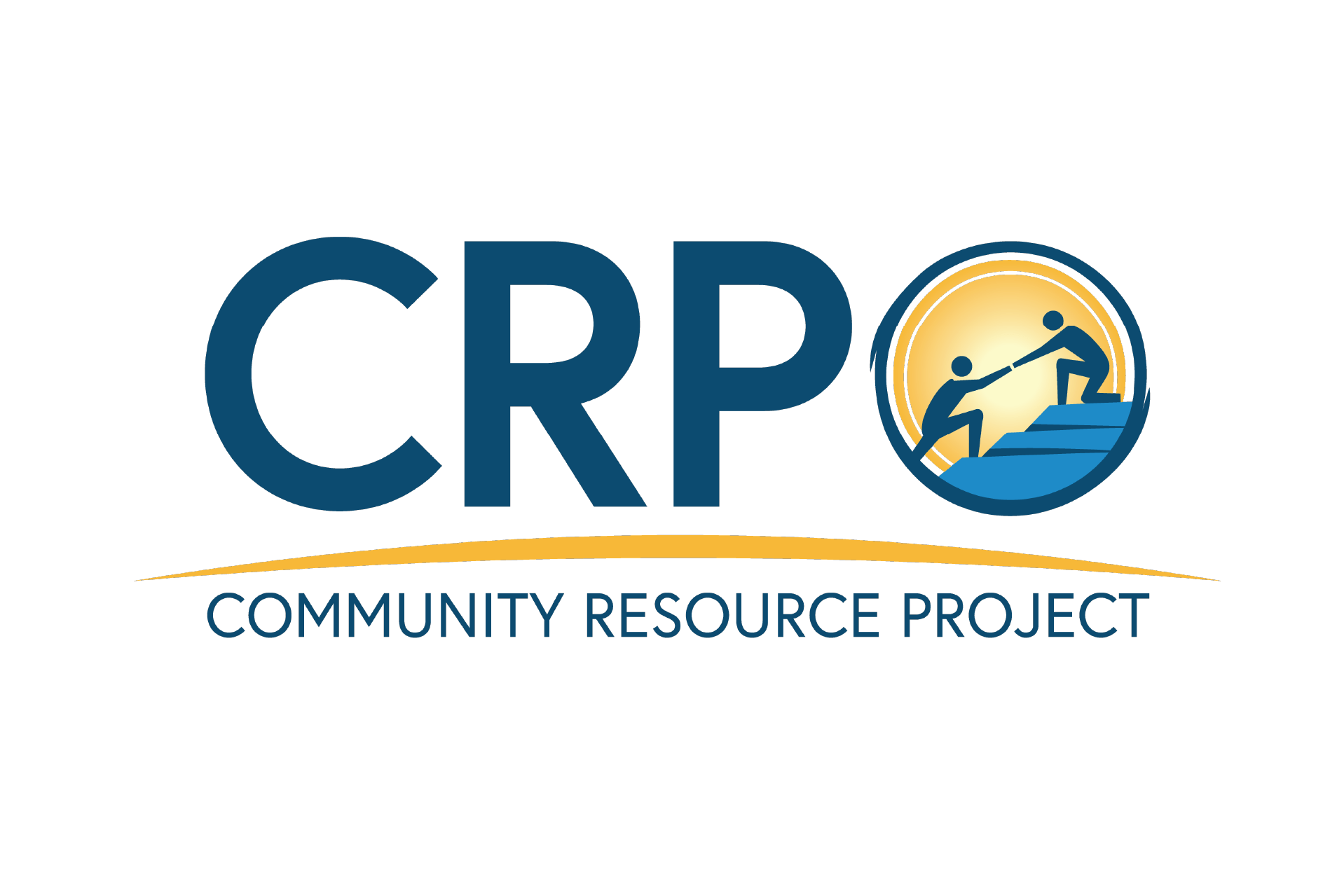 Community Resource Project logo with stylized figures climbing steps inside the letter O