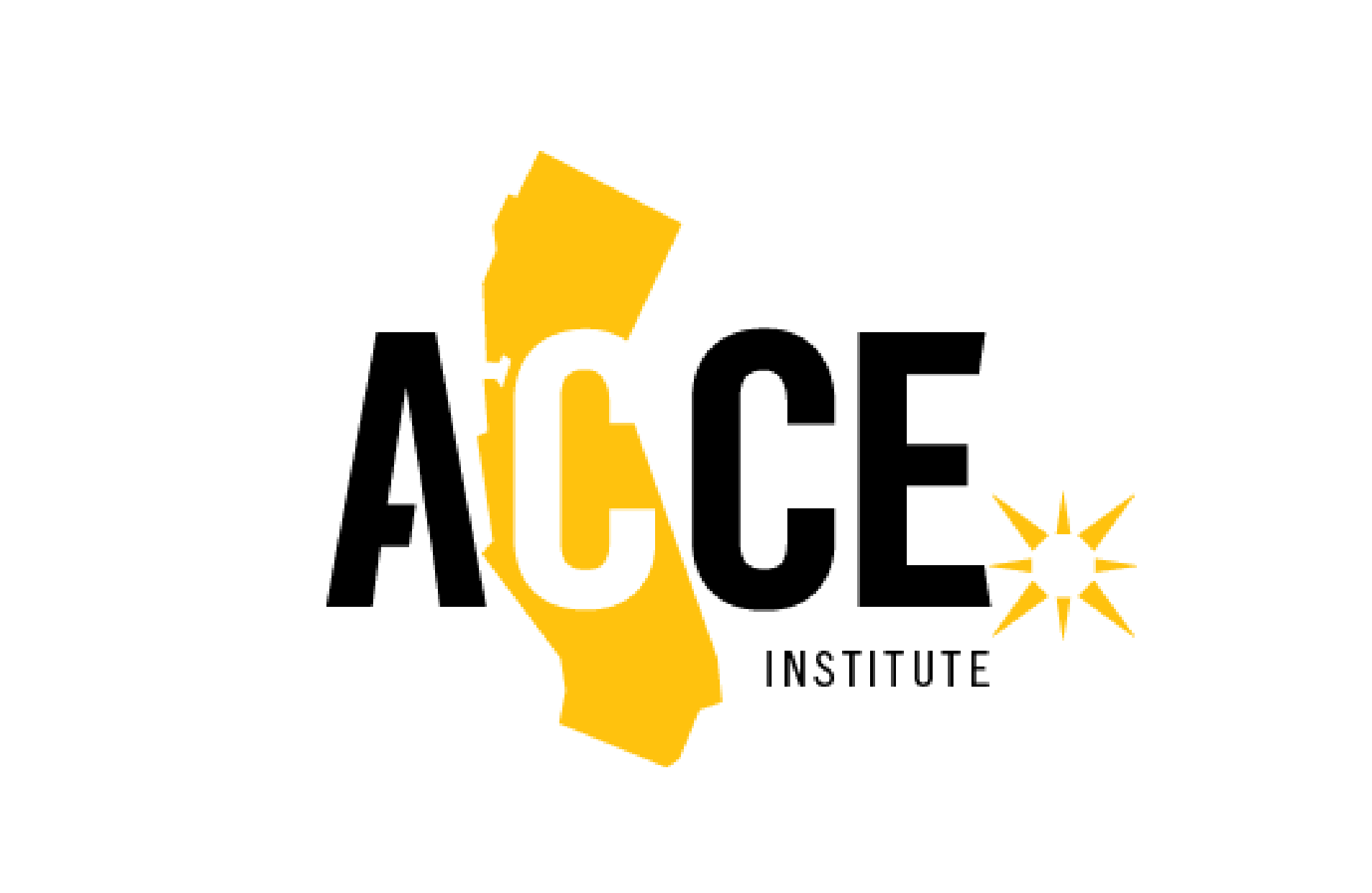 ACCE Institute logo with California silhouette and yellow starburst graphic