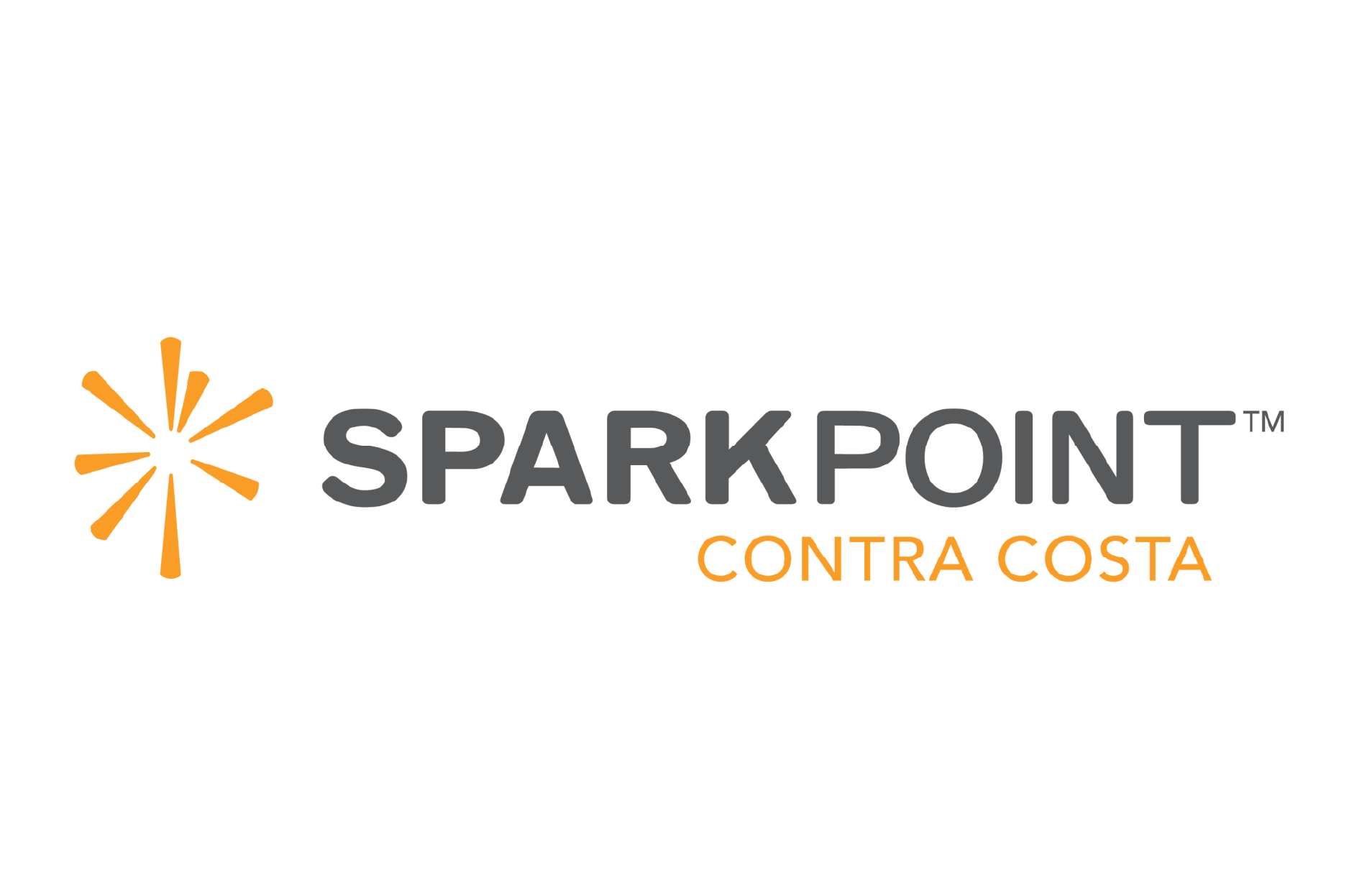 SparkPoint Contra Costa logo with orange starburst icon and gray lettering